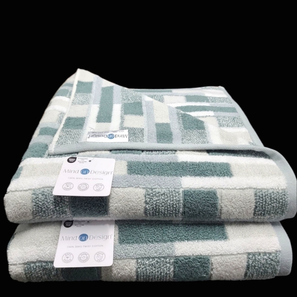 8 Mind on Design Color Block Zero Twist Cotton Bath Hand Washcloth Towel Set NEW - Picture 4 of 7